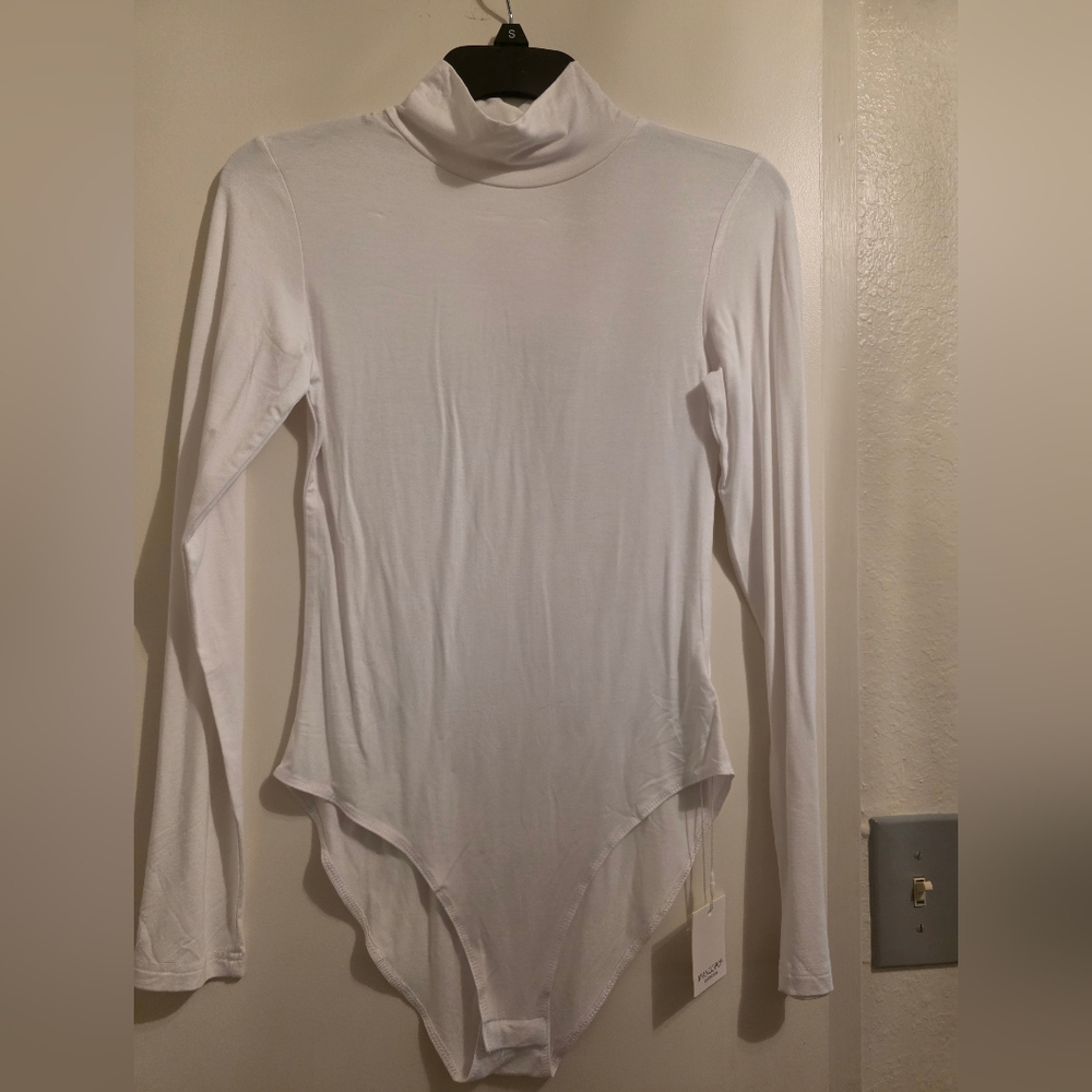 White Long Sleeve Turtleneck Bodysuit